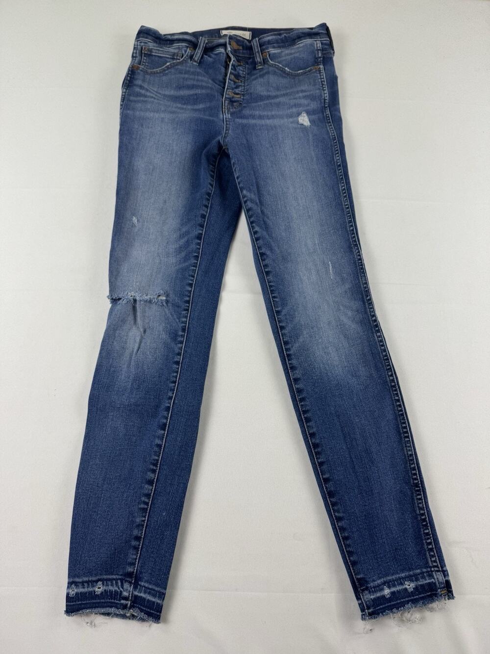 Madewell High Rise Skinny Distressed Raw Hem Jeans Women’s 28x27 Blue